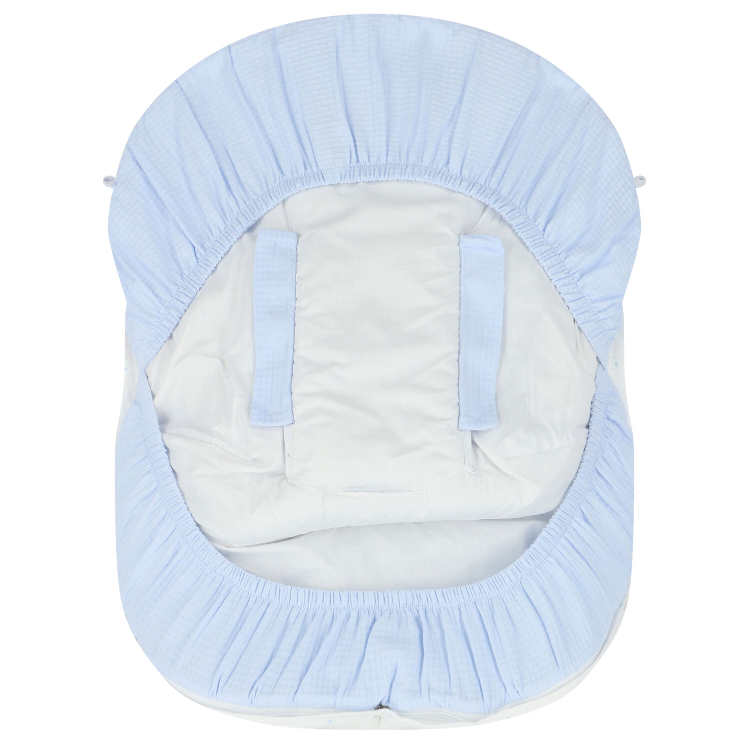 مدس عربة أطفال مزينة بالنقاط باللون الأزرق والأبيض , 1, hi-res image number null